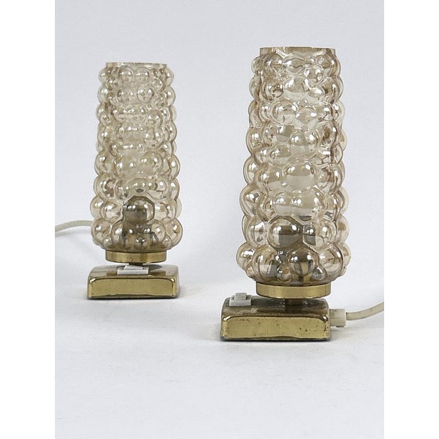 1950s Brass & Bubble Glass Bedside Table Lamps from Teka, Germany, 1950s, Set of 2 For Sale - Image 5 of 18