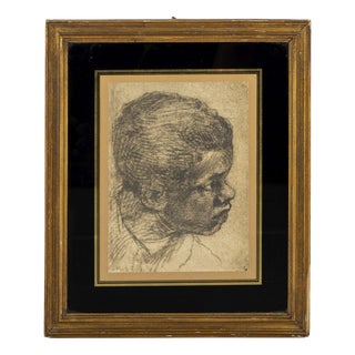 Man's Head, 1890s, Charcoal on Paper For Sale