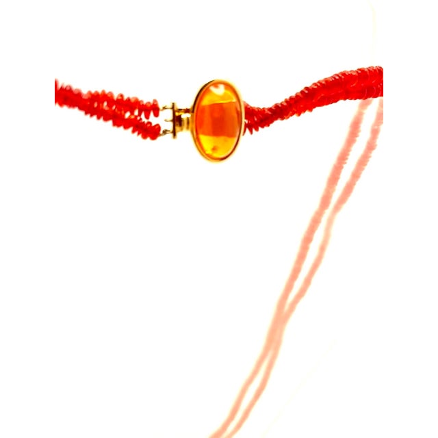Modern Multi-Strand Necklace With 14k Gold Clasp and Honey Amber Gemstone For Sale - Image 3 of 14