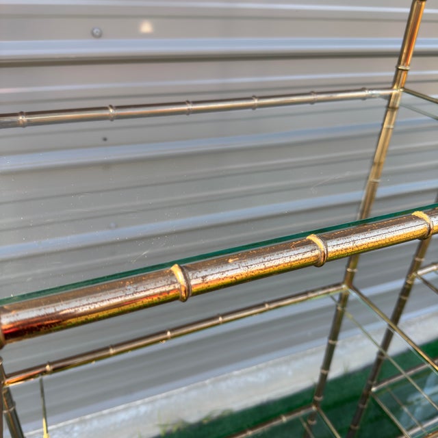 Brass 1970s Hollywood Regency Brass Plated Faux Bamboo Étagères- A Pair For Sale - Image 8 of 9