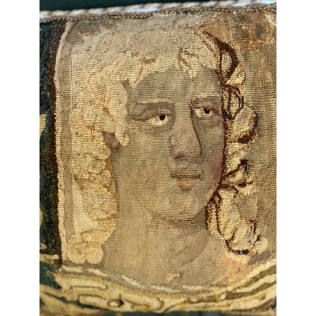 Textile Pillow Featuring an 18th-Century Tapestry Panel Depicting a Gentleman. For Sale - Image 7 of 14