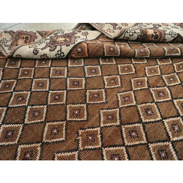 Galerie Shabab Collection Mid-20th Century Handmade Turkish Room Size Carpet in Brown and Cream For Sale - Image 10 of 10