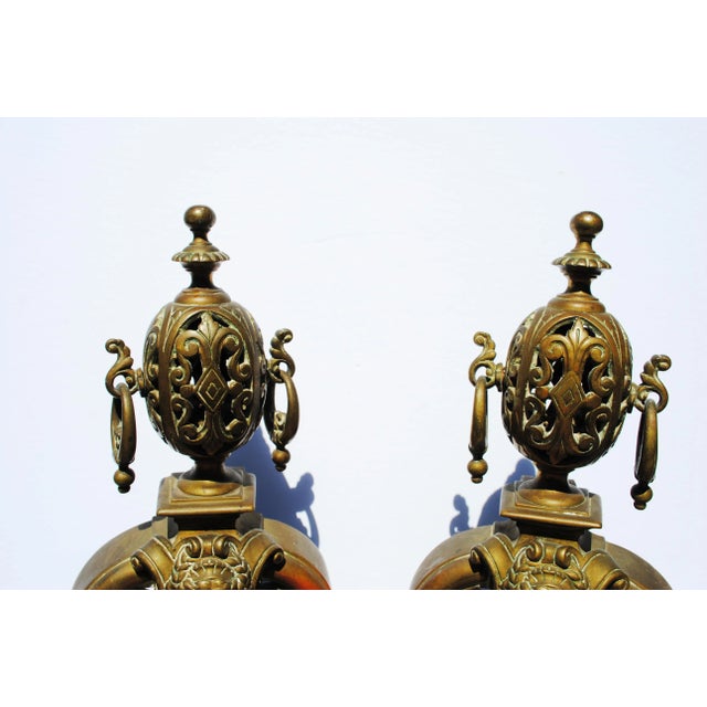 Antique Brass Figural Lady Andirons - a Pair For Sale - Image 4 of 11