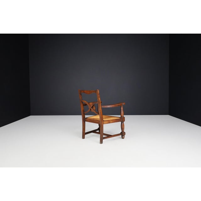 French Art Deco Armchairs in Oak and Rush, 1930s, Set of 2 For Sale - Image 11 of 14