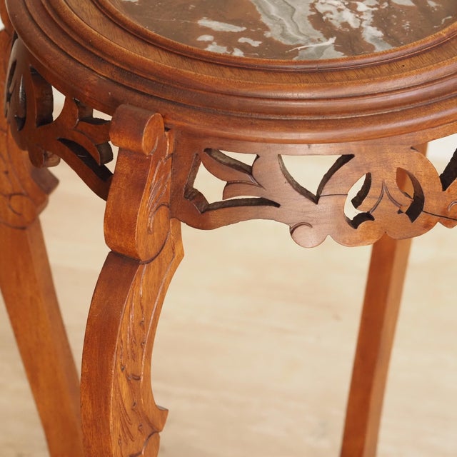 Wilhelminian Floral Column Side Table with Marble Top, 1880s For Sale - Image 11 of 13