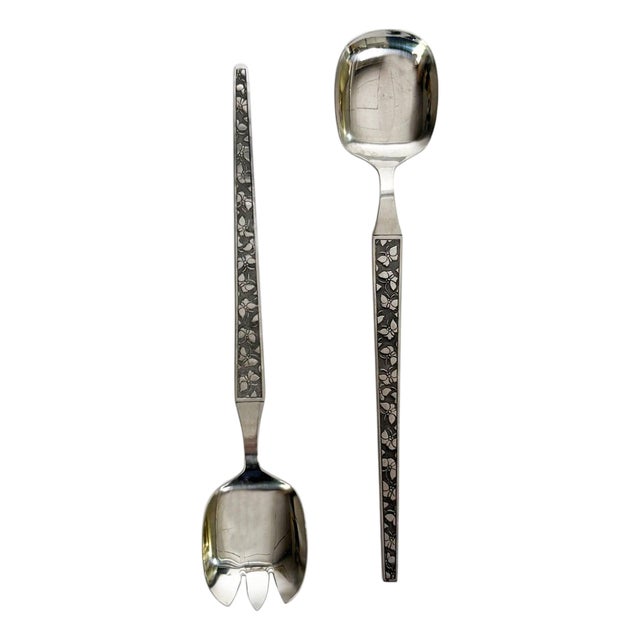 20th Century Art Deco Metal Salad Servers, France, Set of 2 For Sale