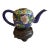 Vintage Blue Cloisonné Floral Teapot With Wooden Stand For Sale