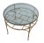 Faux bamboo gilt circular metal coffee table. Made in Italy. Good condition, with clear glass top.