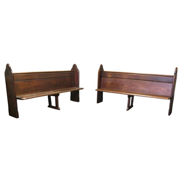Gold Arts and Crafts Pitch Pine Church Benches, Set of 2 For Sale - Image 8 of 8