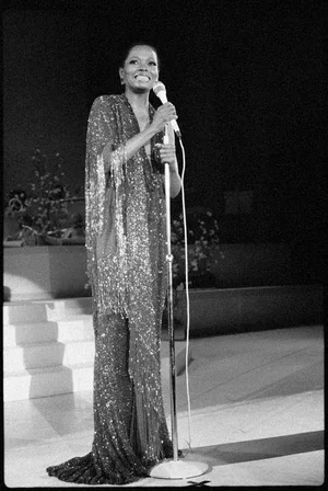 1978 "Diana Ross Live Performance in Las Vegas" Black and White Photograph Print by Bobby Holland