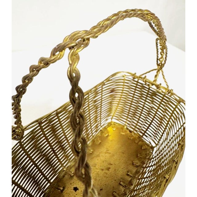1940s 1940s Vintage French Brass Wine Basket Holder For Sale - Image 5 of 8