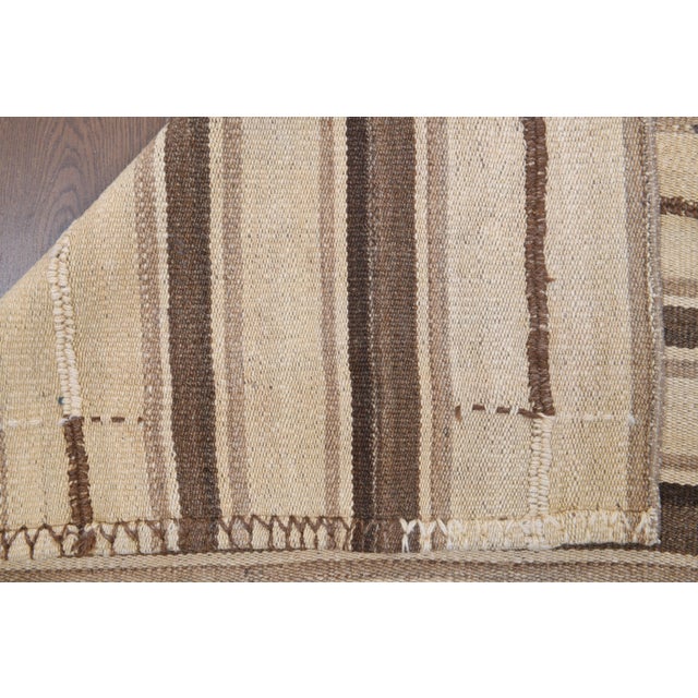 Brown Vintage Turkish Hand-Knotted Wool Cotton Brown Kilim Runner Rug For Sale - Image 8 of 10
