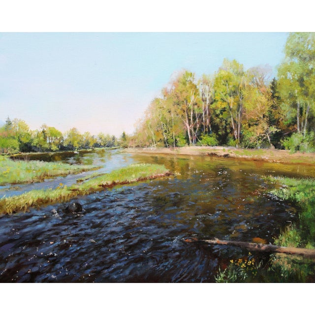 Janis Zingitis, May, The Lobe River Flows Into Ogre, Oil on Canvas, 2000s For Sale - Image 9 of 9