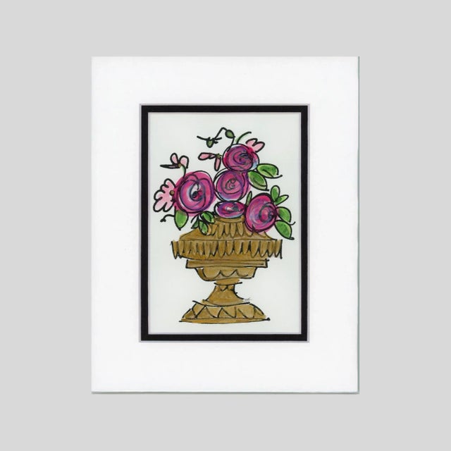 Contemporary Floral Still Life Bouquet Acrylic Painting "Think Pink" by JJ Hogan For Sale - Image 4 of 9