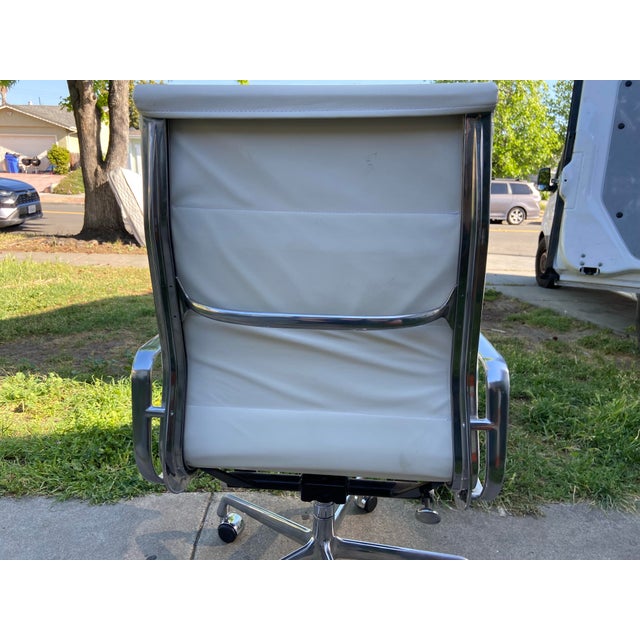 Metal Authentic Eames Soft Pad Chair - Executive by Herman Miller White Leather For Sale - Image 7 of 12