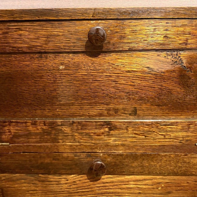 Brown Vintage Oak Record Cabinet For Sale - Image 8 of 9