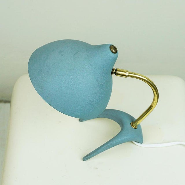 Mid-Century Modern Mid-Century Blue and Brass Crowfoot Table Lamp from Cosack, Germany, 1950s For Sale - Image 3 of 11