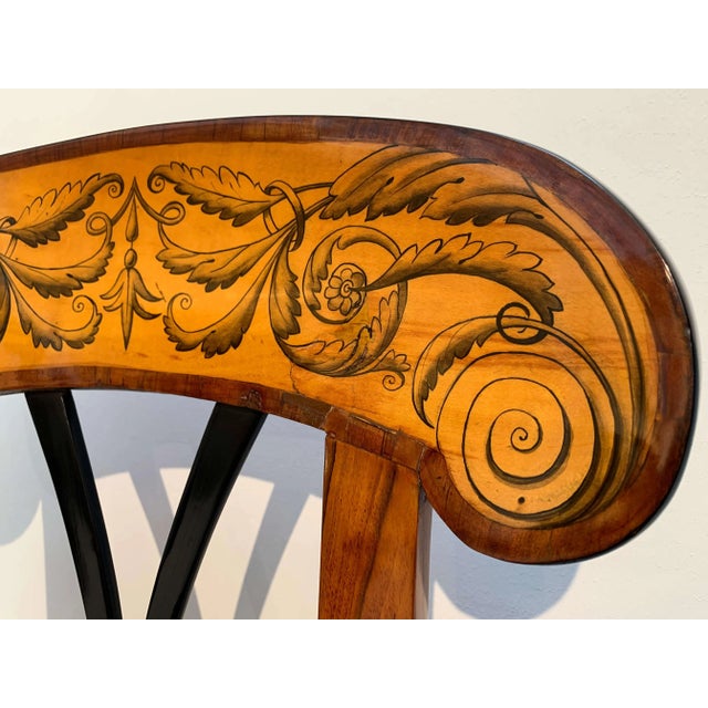 Set of Pair of Biedermeier Shovel Chairs, Walnut, Ink Painting, South Germany, 1830s For Sale - Image 12 of 18