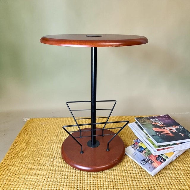 Postmodern Portuguese Wooden Side Table with Magazine Rack, 1980s For Sale - Image 10 of 10