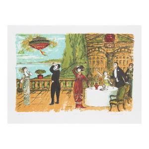 Ufo Ca 1912, Signed Lithograph by Edward M. Plunkett