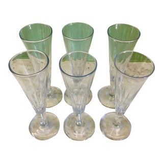 Vintage Baccarat Cut Crystal Champagne Flutes, Ribbed Pattern - Set of 6 For Sale