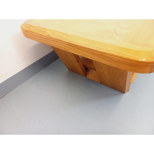 Vintage Brutalist Rectangular Coffee Table in Elm with Drawer, 1970s For Sale - Image 17 of 18