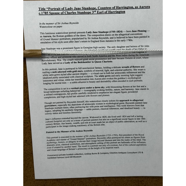 18th Century Painting Portrait Aurora Ascending Countess Lady Jane Stanhope in the Light of Dawn For Sale - Image 11 of 17