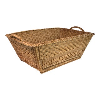 Large French Wicker Market Basket For Sale