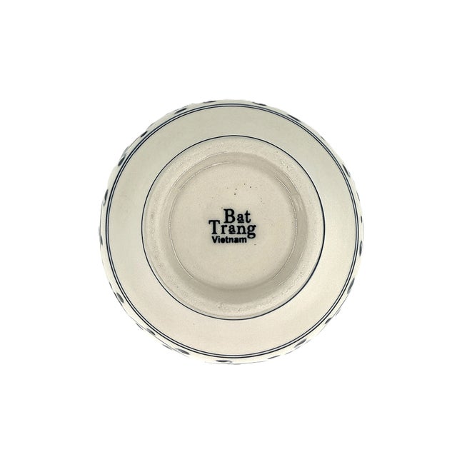 Set of 4 Bat Trang Vietnamese Ceramic Multipurpose Bowls With Hand Painted Floral Motif For Sale In New York - Image 6 of 10