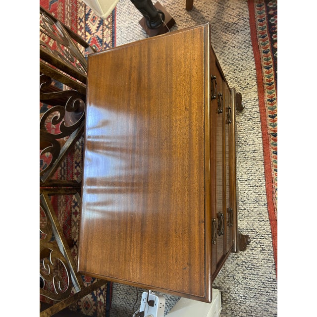 Vintage Small 3 Drawer Georgian Commode With Chippendale Style Brasses For Sale - Image 10 of 12