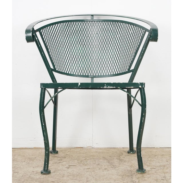Pair of Late 20th Century Green Mesh Wrought Iron Patio Chairs For Sale - Image 10 of 14
