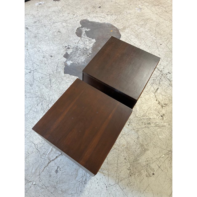 Newly Refinished Walnut and Brass Nightstands For Sale - Image 4 of 7