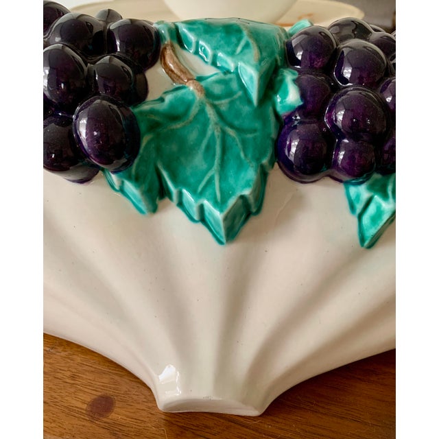 1970s Vintage Majolica Wall Pocket Grapes & Vines For Sale - Image 5 of 6