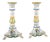 Hand-Painted Ceramic Candlesticks with Heraldic Floral Decoration, 1910s, Set of 2 For Sale