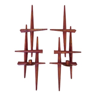 A Pair of Brutalist Candle Sconces For Sale