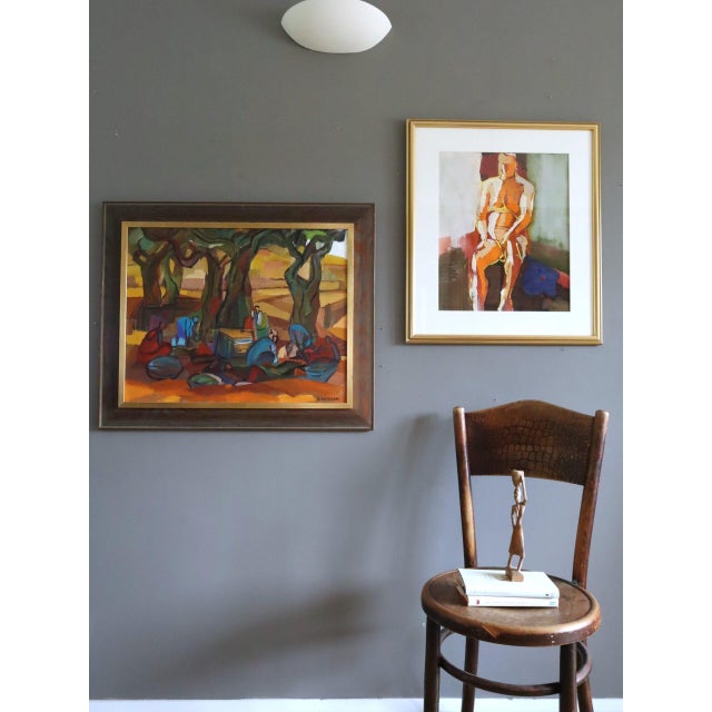 1973 Modernist 'Seated in Stillness' Vintage Original Abstract Figurative Oil Painting, Framed For Sale - Image 9 of 12