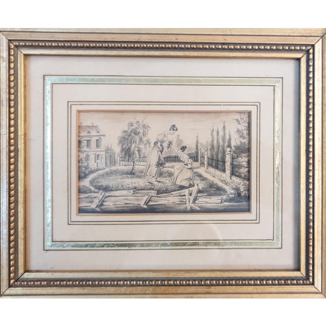 We are selling this very finely executed European Pen and Ink drawing. This drawing is a heavily detailed Genre scene of...
