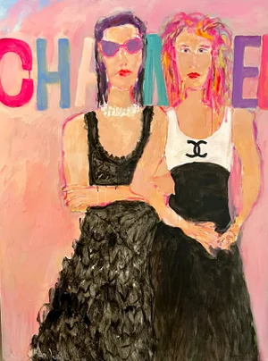 "Hello Chanel" Contemporary Original Figurative Fashion Painting by Sandy Welch