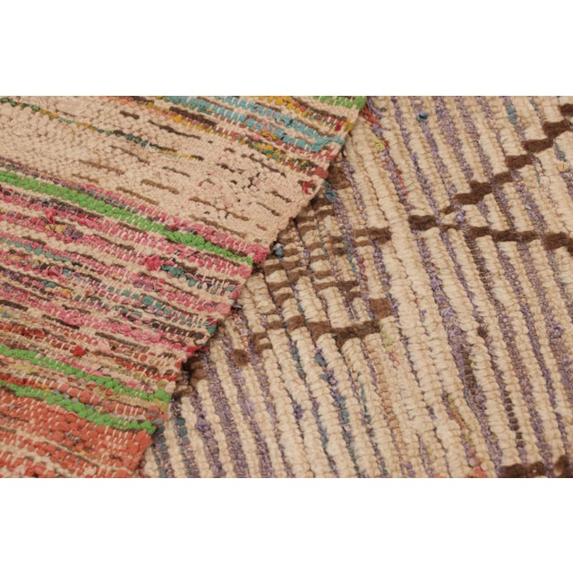 Textile Vintage Moroccan Rug With Beige-Brown Geometric Patterns - Rug & Kilim For Sale - Image 7 of 7