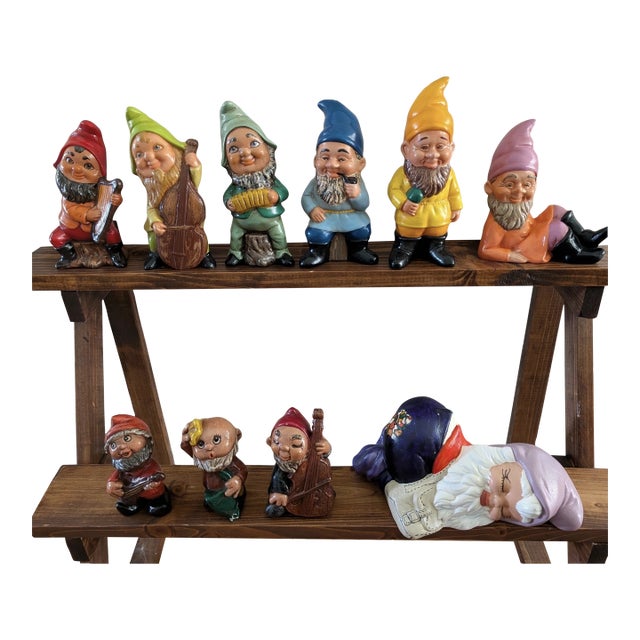 Rare Signed Ardath Grant Ceramic Gnome Collection (1974–2002) – 10 Piece Set For Sale
