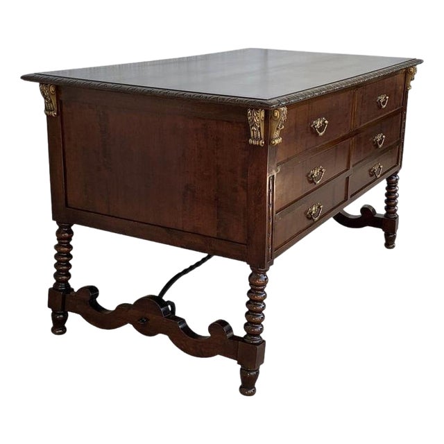 Late 18th Century Two Sided Spanish Butcher Block with Six Drawers and Bronze Hardware For Sale