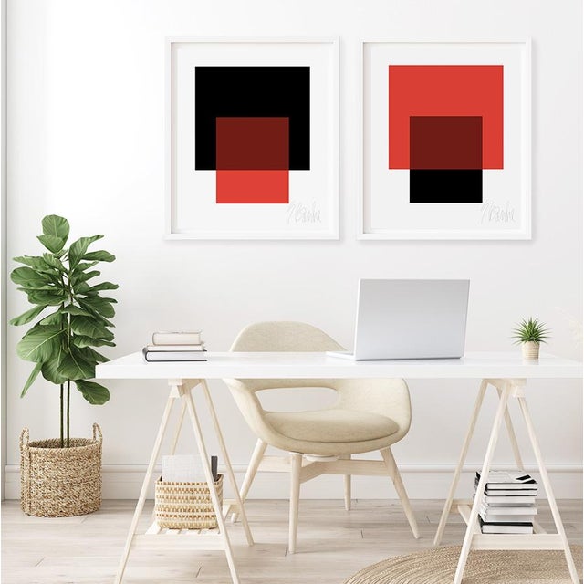 "The Interaction of Red and Black" by Liz Roache (Red, Black) This Modern, Mid Century, Contemporary Fine Art print was...