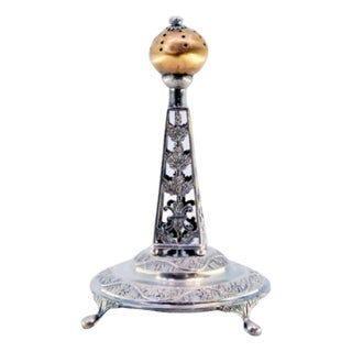 Silver Toothpick Holder with Obelisk-Shaped Structure For Sale
