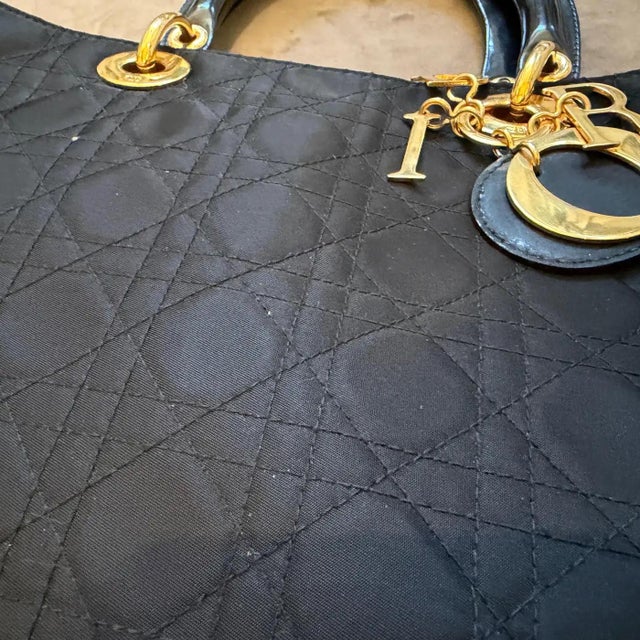 21st Century Black Fabric and Leather Large Lady Dior Bag by Christian Dior For Sale - Image 10 of 18