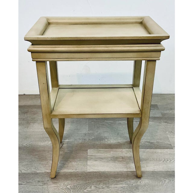 Stylish Modern Ecru Wood Tray Table, showroom floor sample