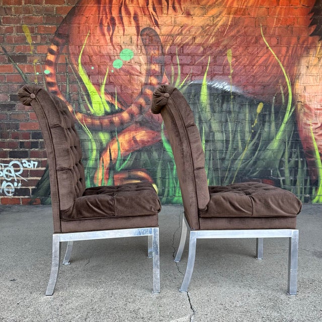 Set of Six Vintage Dia Style Dining Chairs Mid Century Modern Aluminum For Sale - Image 4 of 12