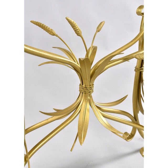 1960s Restored Vintage Gilded Wheat Sheaf Tole Sofa Table Base For Sale - Image 5 of 11