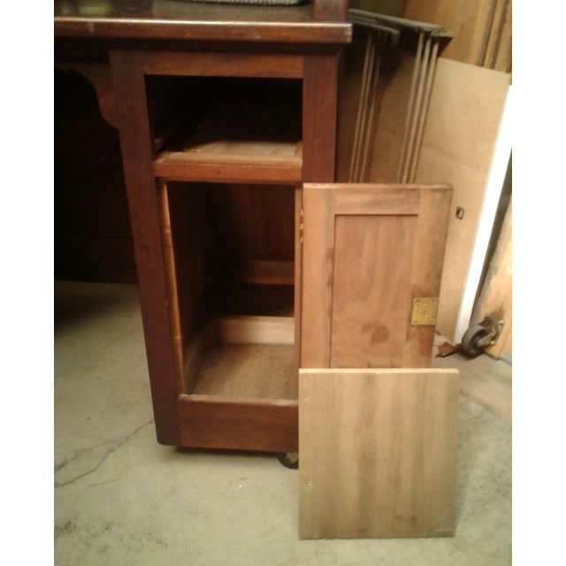 Wood Antique 2 Piece Walnut S Curve Roll Top Desk With Bookcase Top Secret Compartment 1920s For Sale - Image 7 of 12