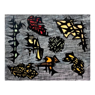 Ancient Junks Woodblock Print by Ruth Leaf For Sale