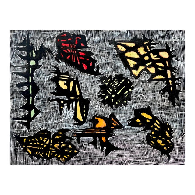 Ancient Junks Woodblock Print by Ruth Leaf For Sale